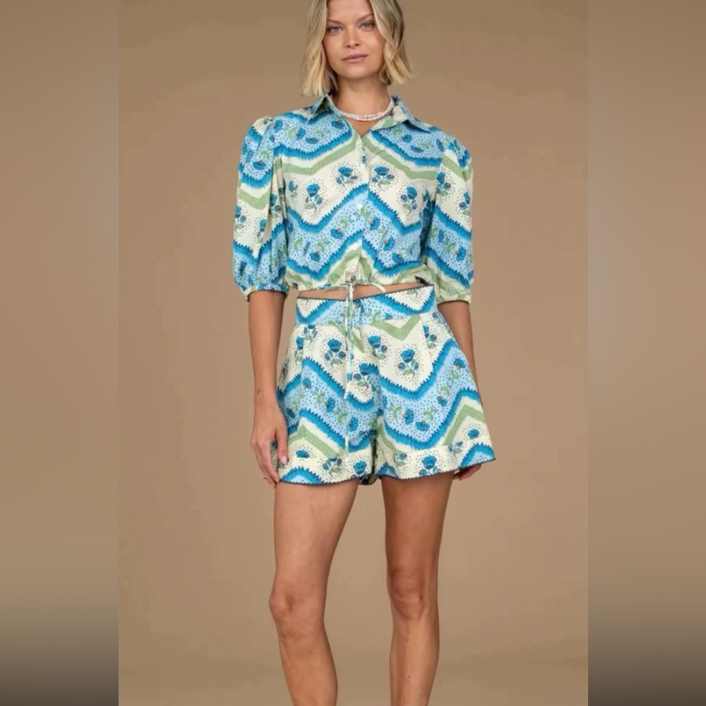 Olivia James Short Sleeve Shirt and High Waist Shorts